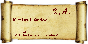 Kurlati Andor névjegykártya